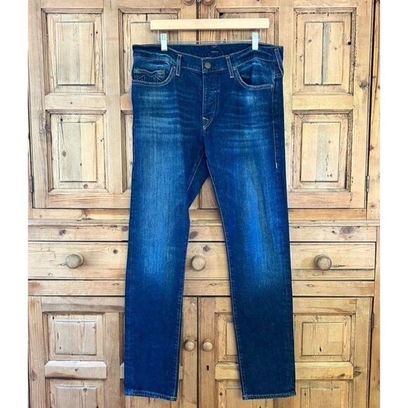 True Religion Men's 36 x 33 Rocco Relaxed Skinny Jeans Dark Wash Blue Denim Slim - Picture 1 of 7